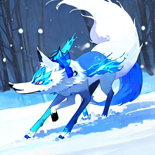 Prompt: blue snow fox