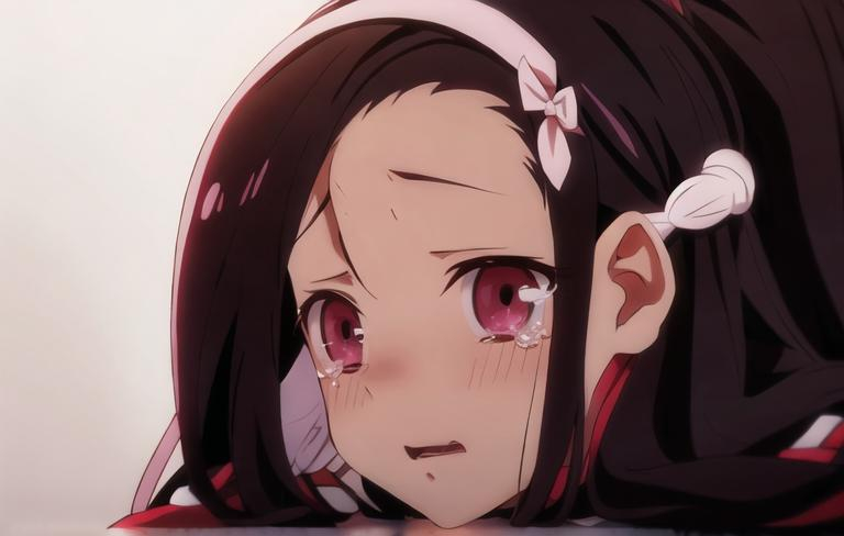 Prompt: nezuko crying