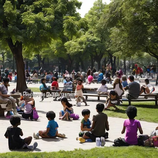 Prompt: Imagine a bustling city park with people from various backgrounds enjoying the outdoor space. Families of different ethnicities are having picnics, children of various ages playing together, individuals engaging in sports and leisure activities, and friends chatting on benches. The scene reflects a mix of genders, ages, ethnicities, and abilities, creating a vibrant atmosphere that celebrates diversity and equality. This inclusive representation showcases the harmonious coexistence of individuals, fostering a sense of community and unity in the public space.




