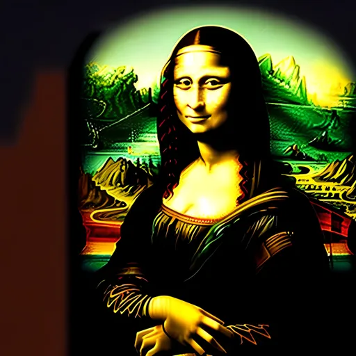 Prompt: Mona lisa gioconda in cyberpunk style