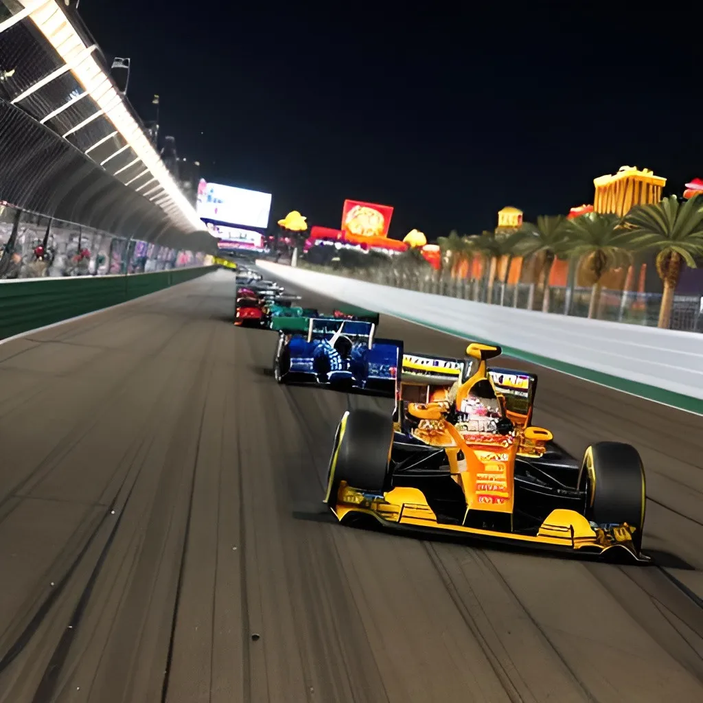 Prompt: Las Vegas Grand Prix night racing 