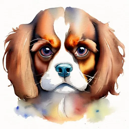 Prompt: genereta images of Cavalier King Charles spaniel with watercolor style 