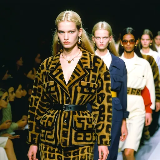 Prompt: Fendi 90s fashion show