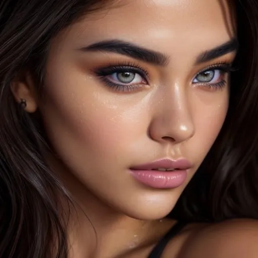 Prompt: Realistic digital painting of Madison Beer, detailed facial features, glossy makeup, high quality, realistic, portrait, professional, vibrant colors, dramatic lighting, artistic, highres, ultra-detailed, digital painting, glossy makeup, detailed eyes, professional, vibrant colors, dramatic lighting