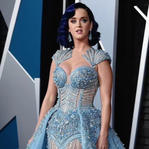 Prompt: Highly detailed image of Katy Perry wearing a very glamorous and high fashionable highly detailed 64k 3D dress by Armani