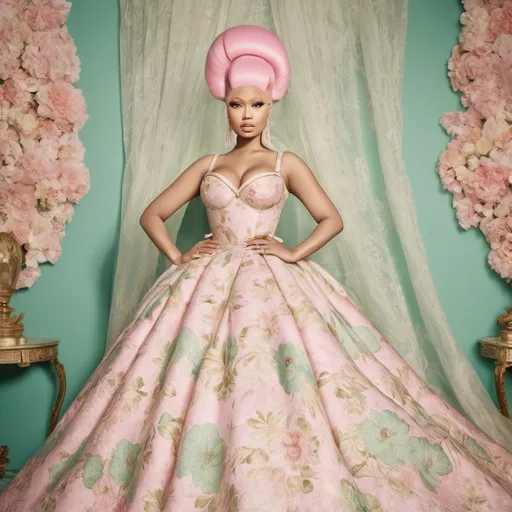 Prompt: Nicki Minaj wearing Dior 50s inspo look