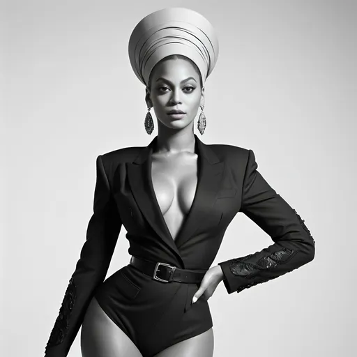 Prompt: Fashion photography Beyoncé in classic black and white style, crisp details, very high contrast, elegant avantgarde poses, vintage aesthetic, herb ritts, studio setting, minimalistic composition, high quality, classic, black and white, elegant poses, crisp details, high contrast, studio setting, minimalistic composition, white background
