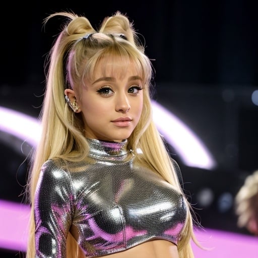 Prompt: Ariana Grande blonde like Barbarella 