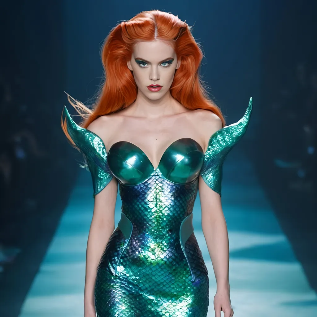 Prompt: Ariel the mermaid  Mugler