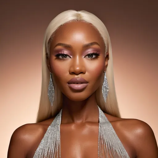 Prompt: Naomi Campbell with Fenty Beauty makeup 