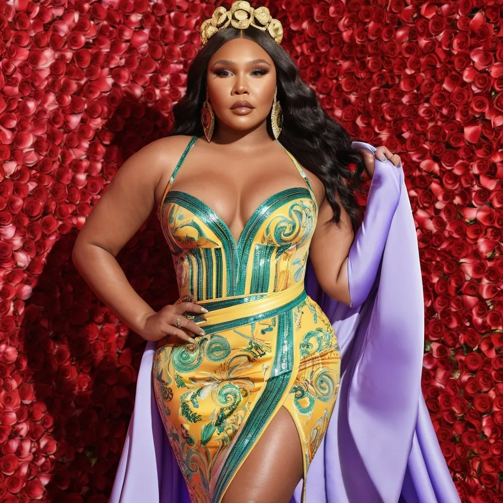 Prompt: Lizzo wearing Versace dress