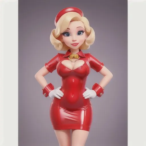 Prompt: Amanda Lepore wearing a latex Moschino tube Dress