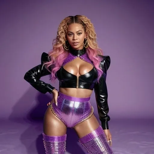 Prompt: Beyoncé wearing a Rabanne Pride Month edition outfit 