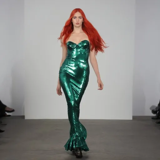 Prompt: Ariel the Mermaid wearing Margiela