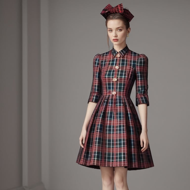 Prompt: Dior tartan dress