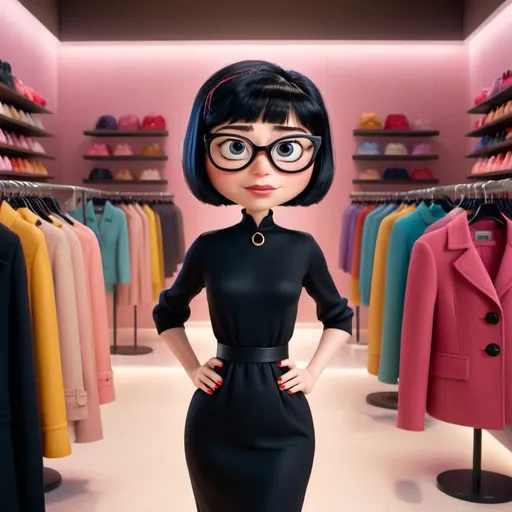 Prompt: Edna Mode wearing MiuMiu