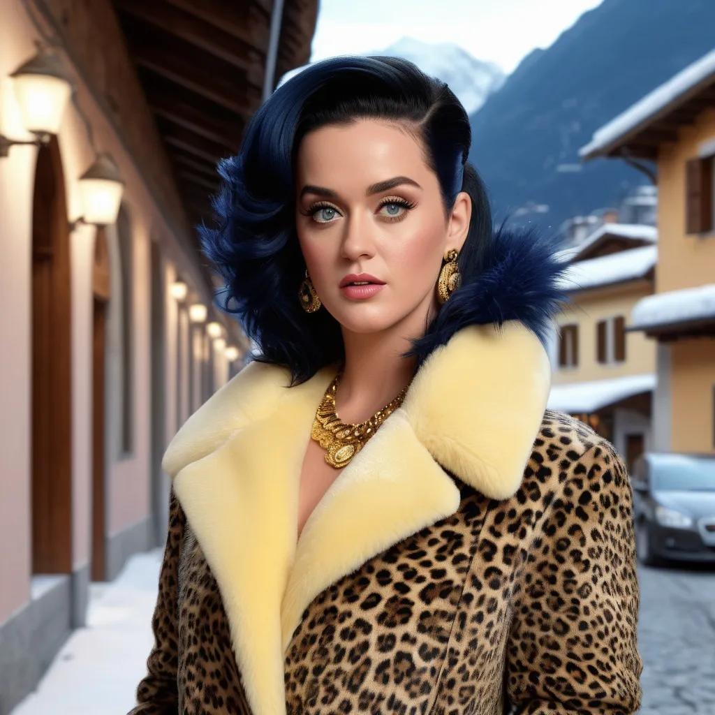 Prompt: Hyperrealistic 3D Katy Perry in 80s italian Courmayeur winter and cold fashion Gianni Versace, photorealistic, accurate features, Versace outfit, high resolution 64k, detailed textures, realistic lighting, Capri street backdrop, sophisticated, elegant, photorealism, Italian fashion, 80s style, high quality, Versace, detailed design, accurate, realistic rendering, lifelike, professional, professional lighting 