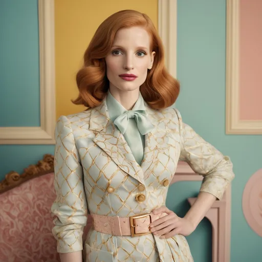 Prompt: Jessica Chastain in a Wes Anderson Movie 