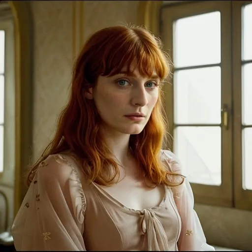 Prompt: Florence Welch in a Wes Anderson movie 
