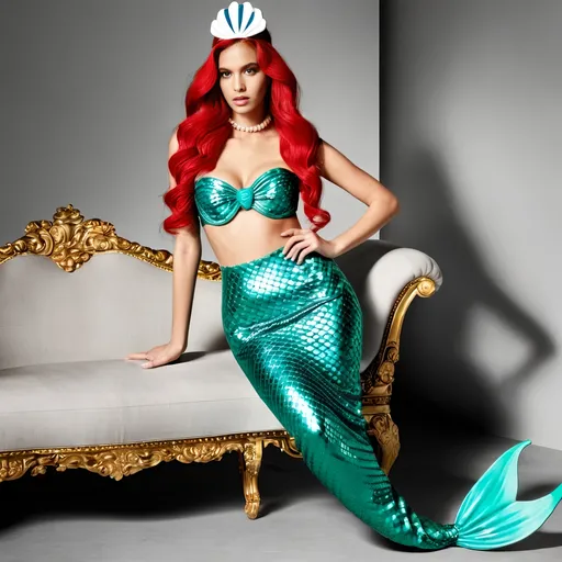 Prompt: Ariel the mermaid Moschino