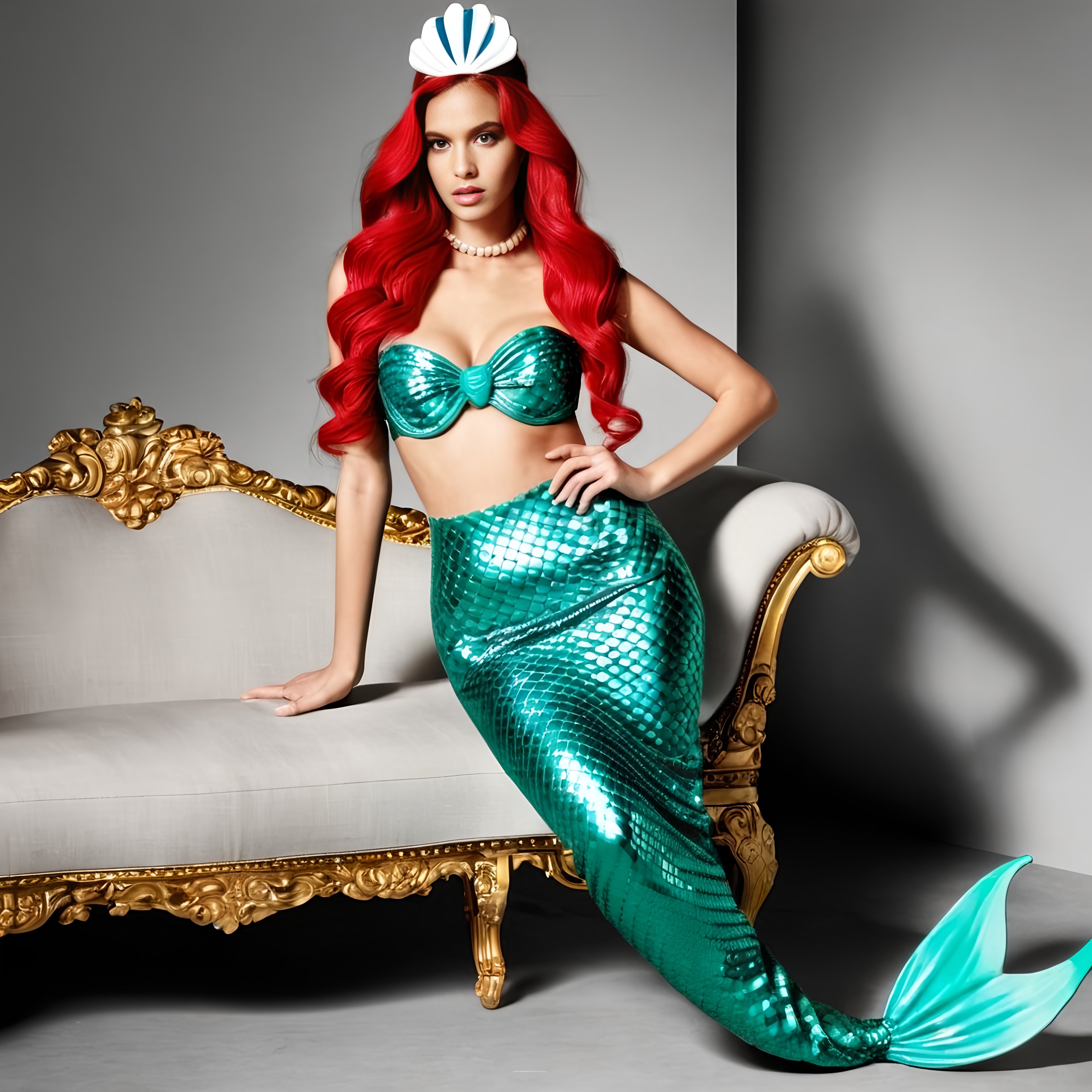 Ariel wearing Versace dress