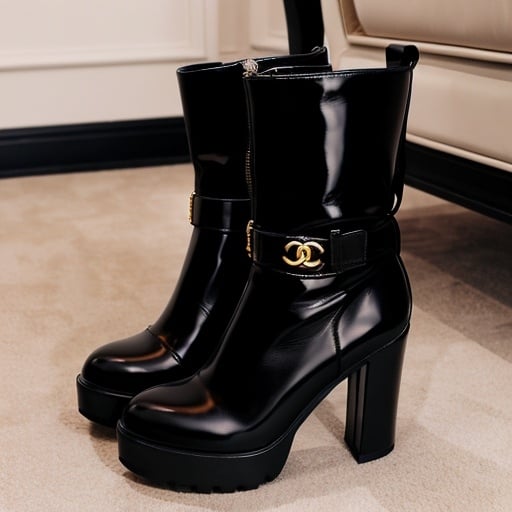 Prompt: Chanel high long boots heels
