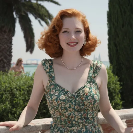 Prompt: Jessica Chastain as Greta Garbo in Lido di Venezia  during 40s