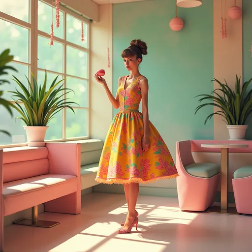 Prompt: Prada dress as in a Wes Anderson dream 