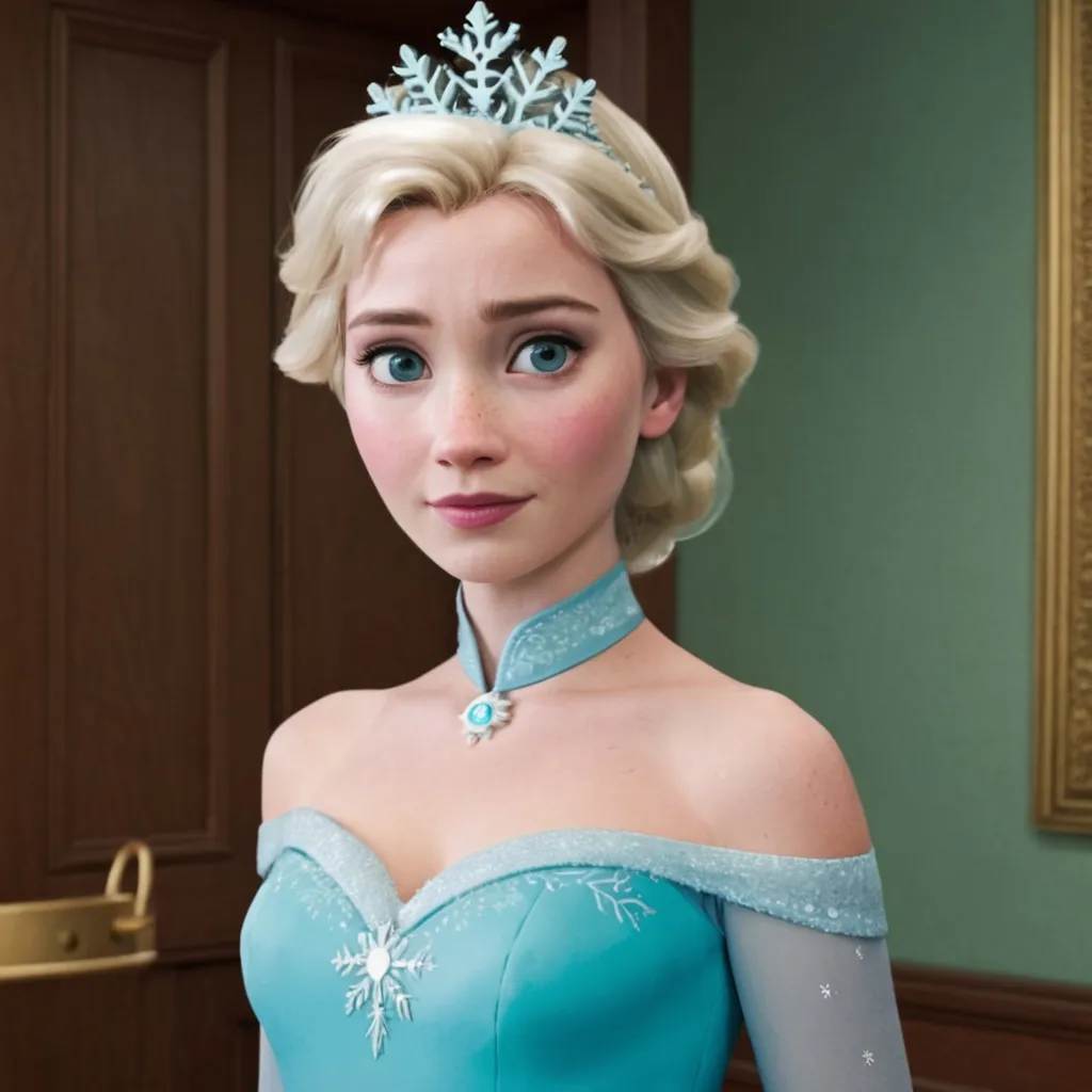 Prompt: Princess Elsa by Frozen 
 in a Wes Anderson Movie