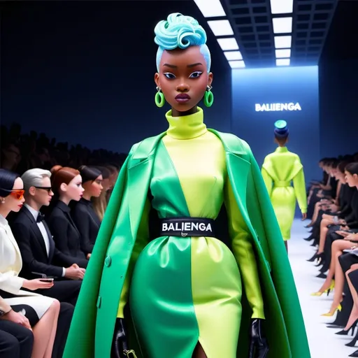 Prompt: Balenciaga-themed, luxurious material, iconic logo, high-end fashion, vibrant colors, high quality, fashion illustration, luxurious tones, elegant lighting