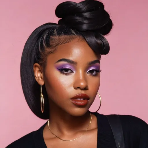 Prompt: 90s makeup and hair on a black girl