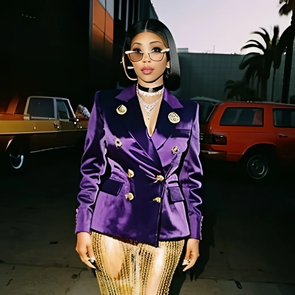 Prompt: Nicki Minaj wearing Gucci in Los Angeles in a Wes Anderson scenario 