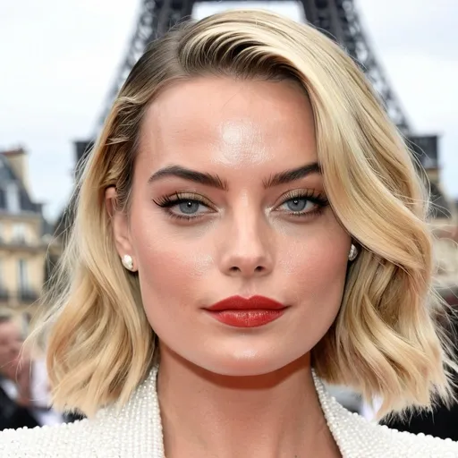 Prompt: Photorealistic Margot Robbie wearing Chanel and makeup 
in Paris 
