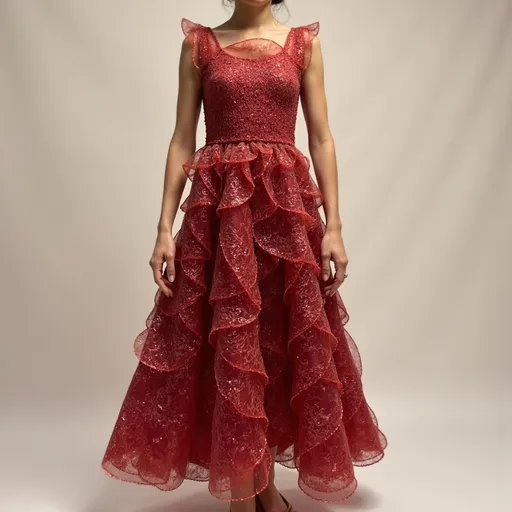 Prompt: (Bresaola dress), a unique and stylish outfit crafted from delicately sliced cured beef, (artistic fashion design), showcasing stunning textures and layers, (vibrant colors) reflecting rich shades of red and brown, (웨어어 ира心水论坛) dramatic and eye-catching, complemented by sophisticated styling, ultra-detailed, HD quality, set against a minimalist backdrop to enhance the dress's allure.