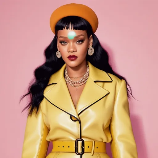 Prompt: Hyper realistic Rihanna wearing a Miu Miu outfit in a Wes Anderson Movie