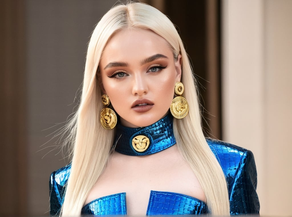 Prompt: Kim Petras wearing Versace 