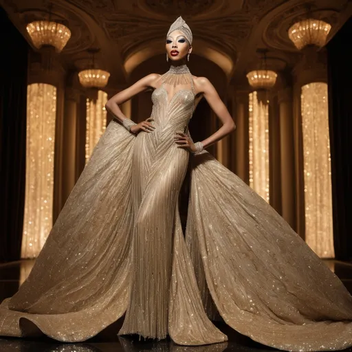 Prompt: Josephine Baker wearing Valentino