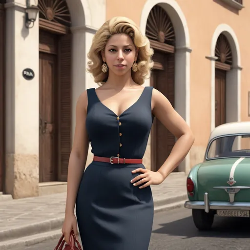 Prompt: Hyperrealistic 3D rendering of Shakira in 50s Italian Capri fashion, photorealistic, accurate facial features, Prada outfit, high resolution 64k, detailed textures, realistic lighting, Capri street backdrop, sophisticated, elegant, photorealism, Italian fashion, 50s style, high quality, Prada, detailed design, accurate portrayal, realistic rendering, lifelike, professional, professional lighting 