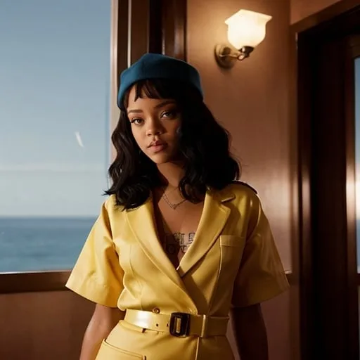 Prompt: Rihanna in a Wes Anderson movie  