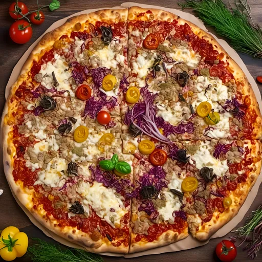 Prompt: <mymodel>(pizza), a delicious, fresh slice with golden, bubbling cheese and vibrant toppings, garnished with herbs, rustic wooden table background, warm, inviting ambiance, high-quality photo, (4K), photorealistic, natural lighting highlighting the textures of the crust and toppings, mouth-watering details, appetizing presentation.