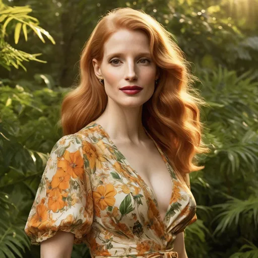 Prompt: Jessica Chastain wearing a 70s look 