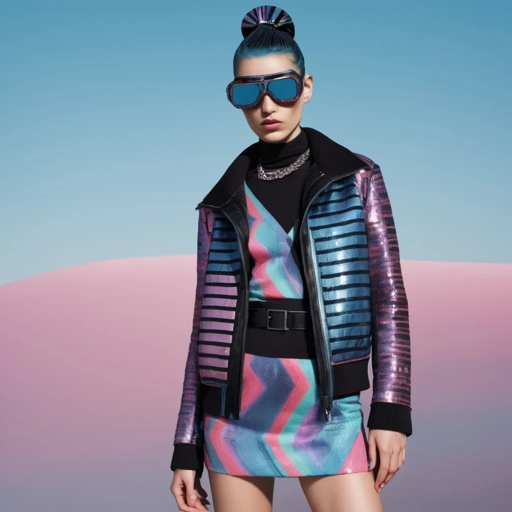 Prompt: Missoni cyber punk look 