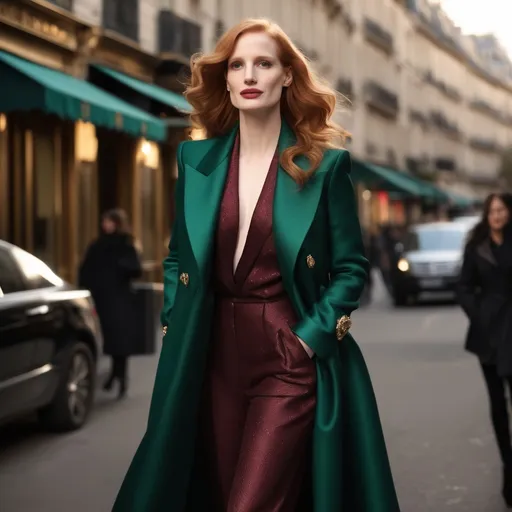Prompt: Jessica Chastain wearing Balmain