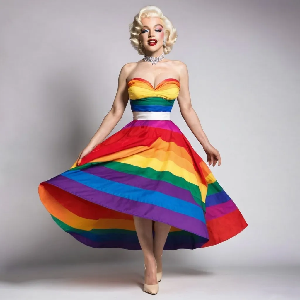 Prompt: Marylin Monroe Pride Month dress