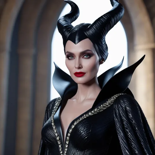 Prompt: Hyper realistic 64k 3d Maleficent in hyper realistic and very detailed 64 3d hd, wearing a Valentino outfit, very detailed Valentino dress 64k Reflex ultra hd quality 