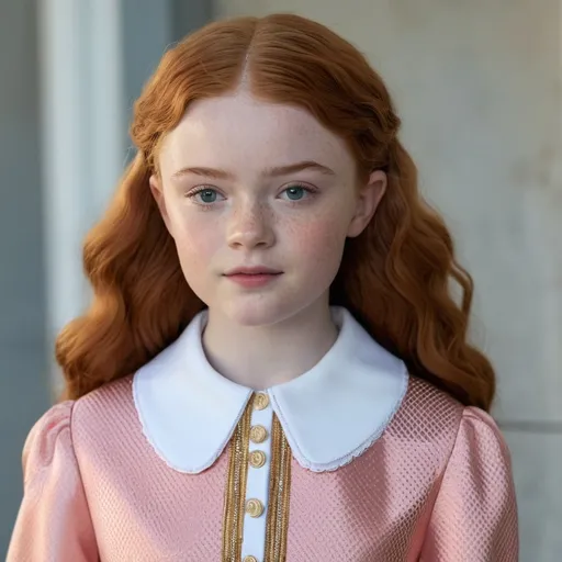 Prompt: Hyper realistic Sadie Sink as an hyper realistic Raffaella Carrà with hyper realistic outfit highly detailed and very realistic 64k hd quality 