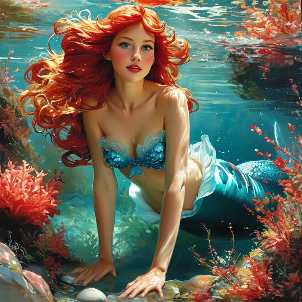 Prompt: Ariel the little mermaid by Dolce&Gabbana