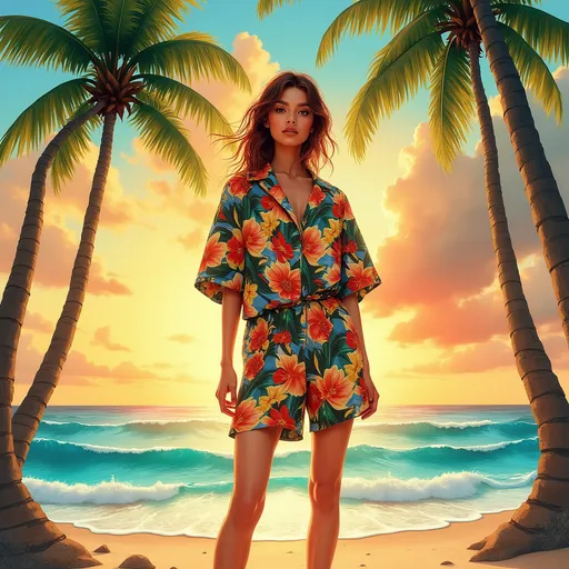 Prompt: Balenciaga Hawaiian look 