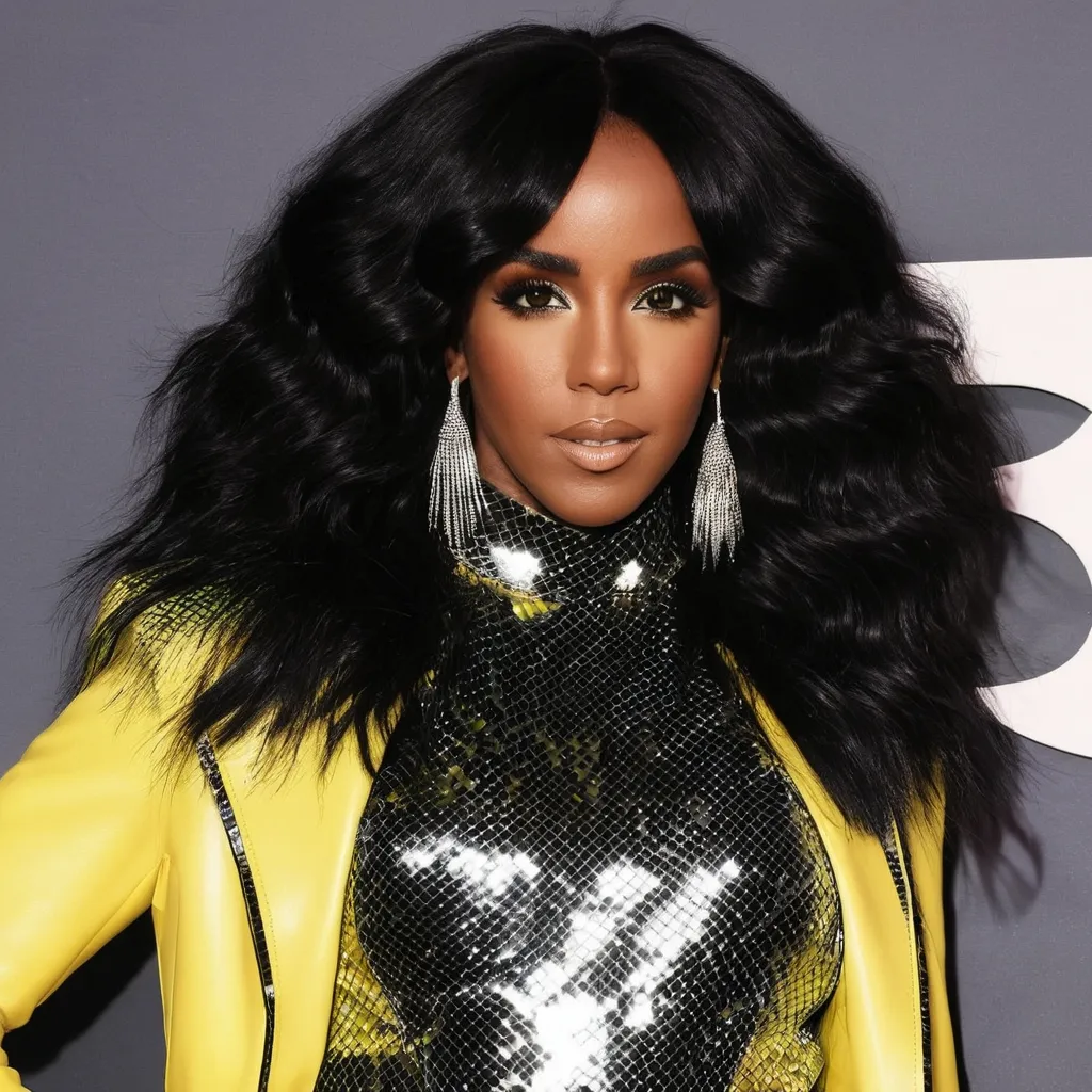 Prompt: Kelly Rowland Prada glam rock look