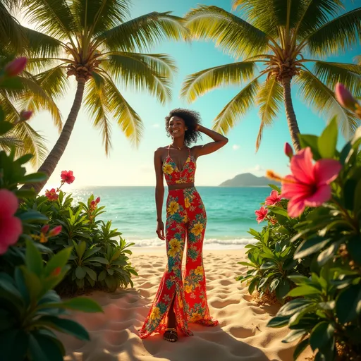 Prompt: Paco Rabanne Hawaiian look 